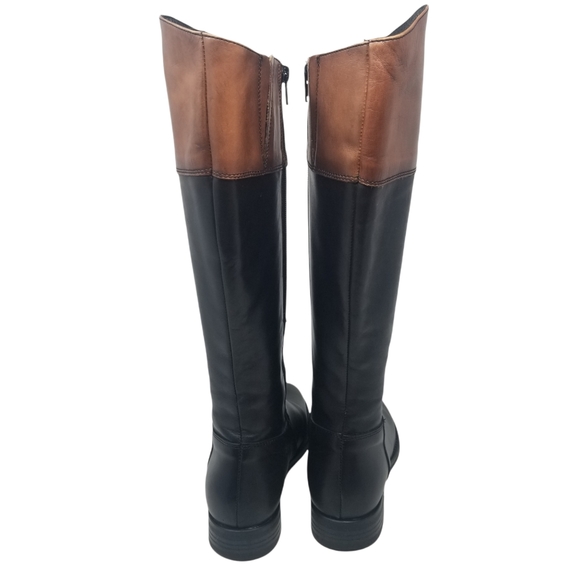 Aldo Leather Brown Black Block Riding Boots - Picture 3 of 14